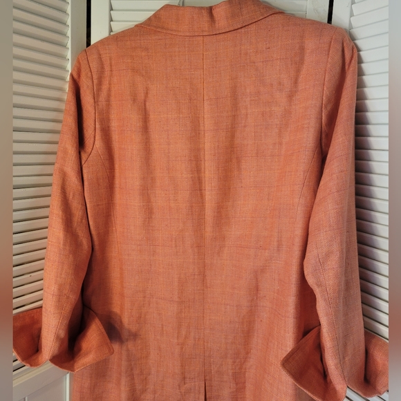 Vintage David N Bright Peach Linen And Silk Blend Long Sleeve Coat SZ8M - Picture 6 of 10